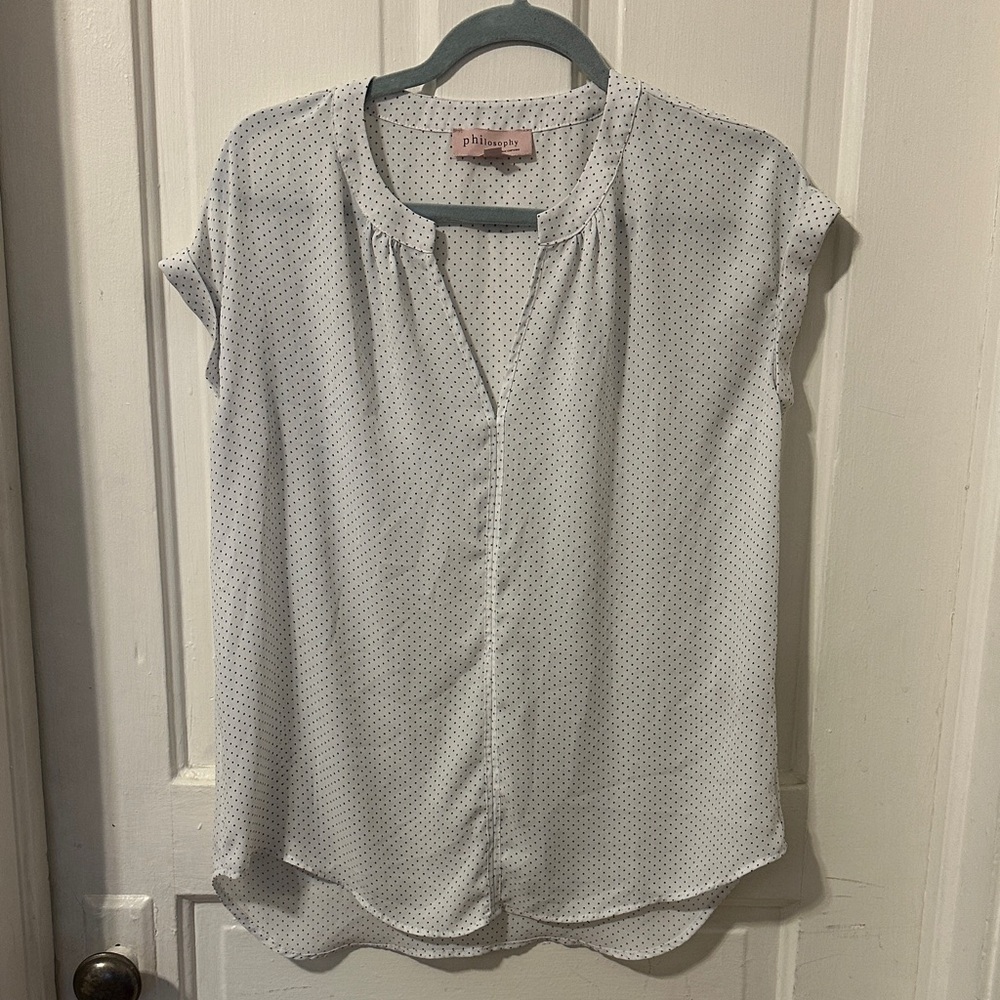 Philosophy White Polka Dot Blouse